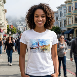 Golden Gate Bridge watercolor in San Francisco T-Shirt