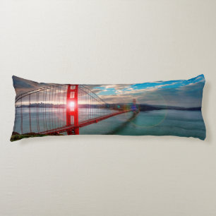 Golden Gate Bridge with Sun Shining through. Body Cushion