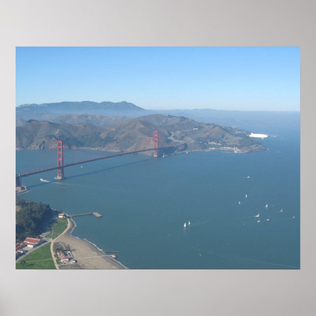 Golden Gate Bridge with Zeppelin Poster (Front)