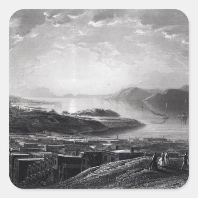 Golden Gate, from Telegraph Hill Square Sticker (Front)