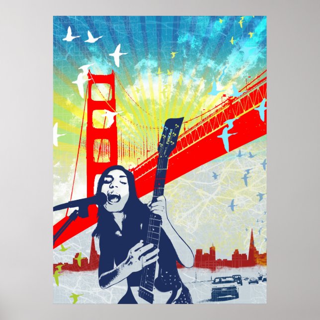 Golden Gate Guitarist Poster (Front)