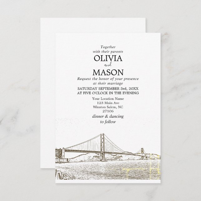 Golden Gate San Francisco Wedding Invitation (Front/Back)