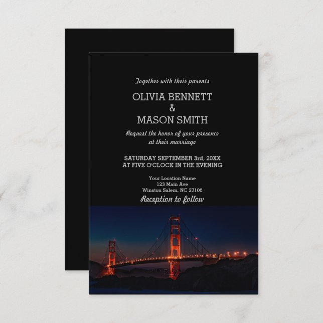 Golden Gate San Francisco Wedding Invitation (Front/Back)
