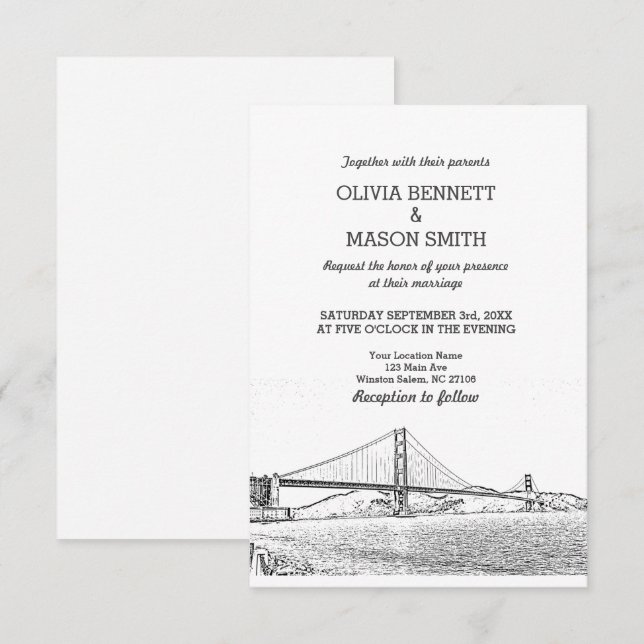 Golden Gate San Francisco Wedding Invitation (Front/Back)