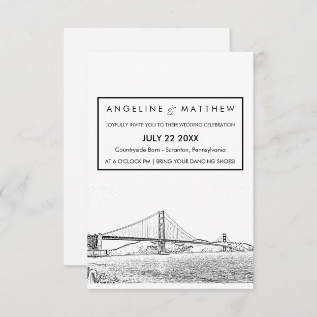Golden Gate San Francisco Wedding Invitation (Front/Back)