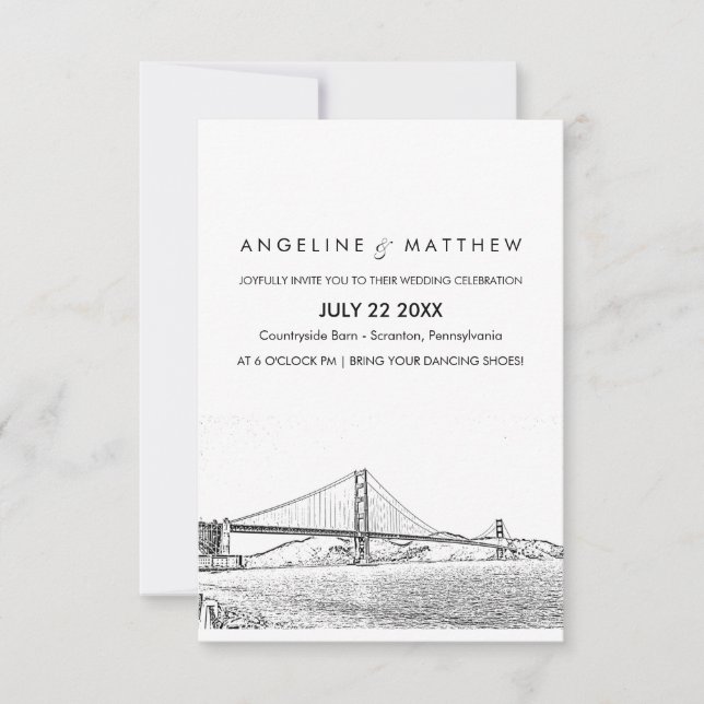 Golden Gate San Francisco Wedding Invitation (Front)