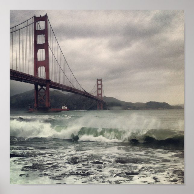 Golden Gate Waves 12" x 12" Poster (Front)