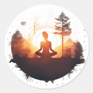 Golden Gateway Sunset Meditation Classic Round Sticker