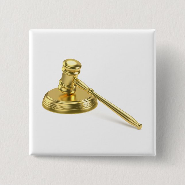 Golden gavel 15 cm square badge (Front)