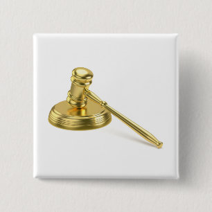 Golden gavel 15 cm square badge