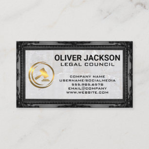 Golden Gavel Law Logo   Classic Frame   Stone Business Card