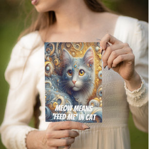 Golden Gaze: Feline Portrait in Yellow Eyes Postcard