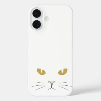 "Golden Gaze: Minimalist Cat Face Glow Case" iPhone 16 Case