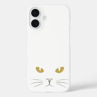 "Golden Gaze: Minimalist Cat Face Glow Case" iPhone 16 Case