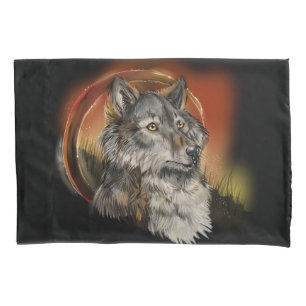 Golden Gaze Wolf Pillowcase