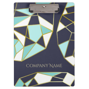 Golden Gem Outlines   Navy Blue & Turquoise Clipboard