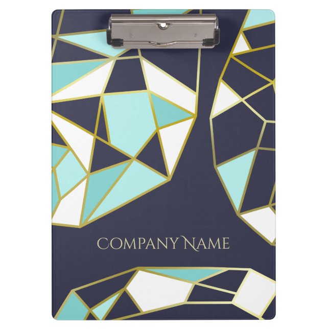 Golden Gem Outlines | Navy Blue & Turquoise Clipboard (Front)