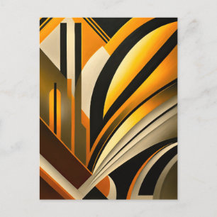 Golden Geometric Abstract Art Postcard