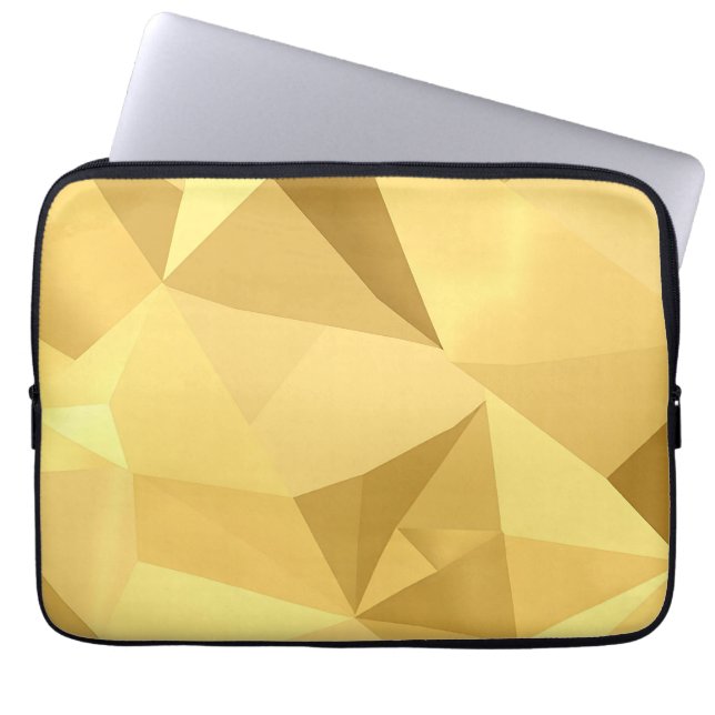 Golden Geometric Abstract Pattern Laptop Sleeve (Front)