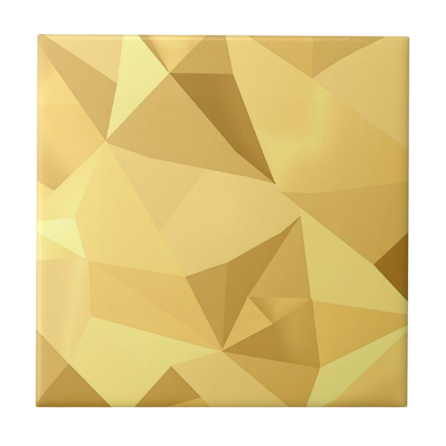 Golden Geometric Abstract Pattern Tile (Front)
