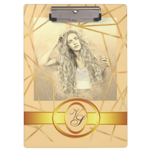 Golden Geometric Girl Fashion Modern Elegant #7 Clipboard