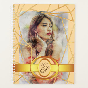 Golden Geometric Girl Fashion Modern Elegant Planner