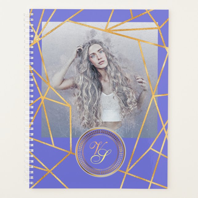 Golden Geometric Girl Fashion Modern Elegant # Planner (Front)