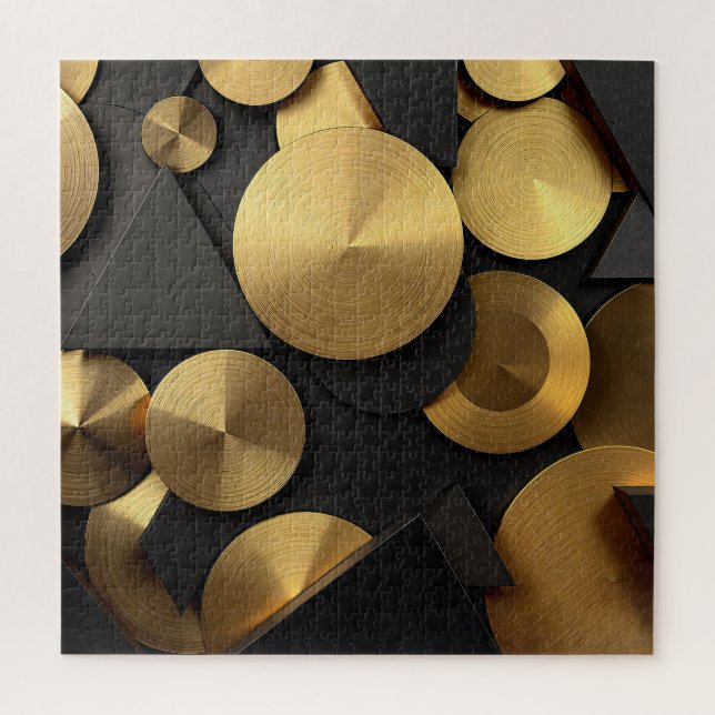 Golden Geometric Luxury Abstract Jigsaw Puzzle (Vertical)