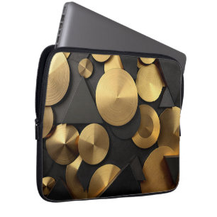Golden Geometric Luxury Abstract Laptop Sleeve