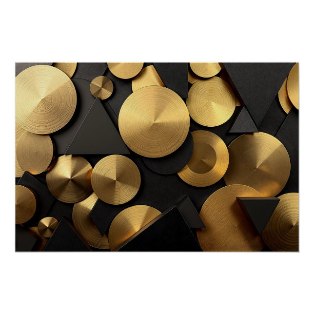 Golden Geometric Luxury Abstract Poster (Front)
