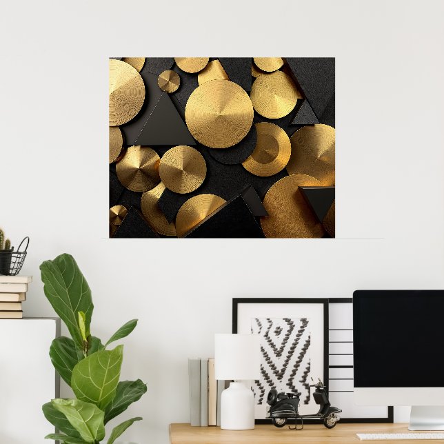Golden Geometric Luxury Abstract Poster (Home Office)