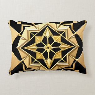 Golden Geometric Ornament Decorative Cushion