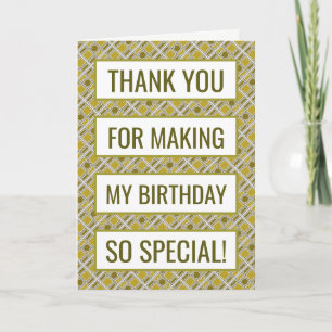 Golden Geometric Pattern, Birthday Thank You Card