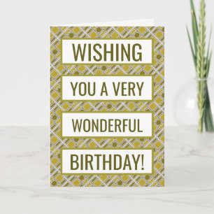 Golden Geometric Pattern, Modern Birthday Card