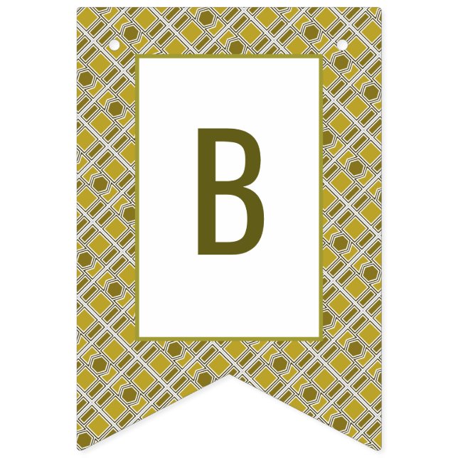 Golden Geometric Pattern, Modern Birthday Party Bunting (Second Flag)