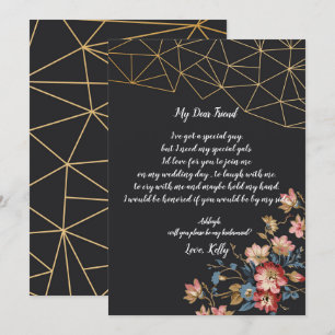 Golden Geometric will be my bridesmaid Invitation