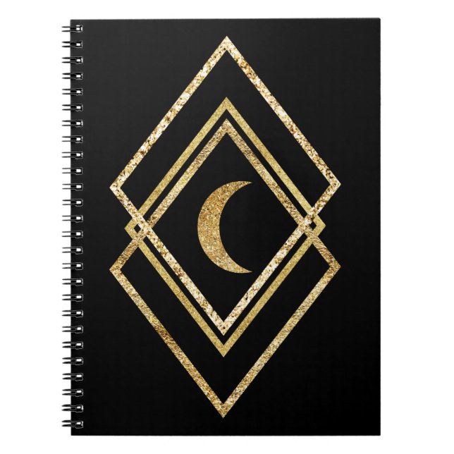 Golden Geometric With Moon Notebook (Front)