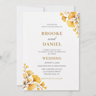 Golden Ginkgo Autumn Corner Wedding Invitation