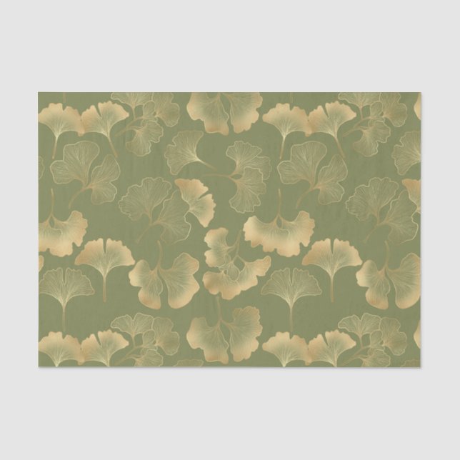 Golden Ginkgo Autumn Pattern Tissue Paper (Front)