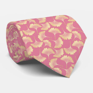 Golden Ginkgo Botanical Blush Nature Pattern Tie