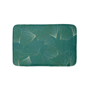 Golden Ginkgo Leaves Art Deco Bath Mat