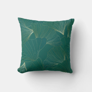 Golden Ginkgo Leaves Art Deco Cushion