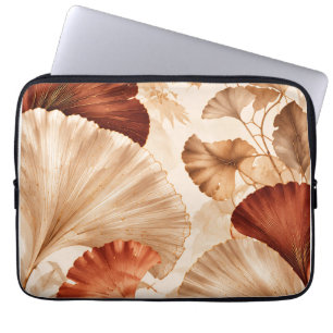 Golden Ginkgo Leaves Elegant Botanical Design Laptop Sleeve