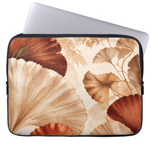Golden Ginkgo Leaves Elegant Botanical Design Laptop Sleeve
