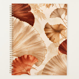 Golden Ginkgo Leaves Elegant Botanical Design Planner