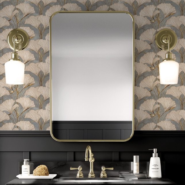 Golden Ginkgo Leaves on Textured Blue Wallpaper (Creator Uploaded)