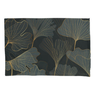 Golden Ginkgo: Luxurious Floral Deco. Pillowcase