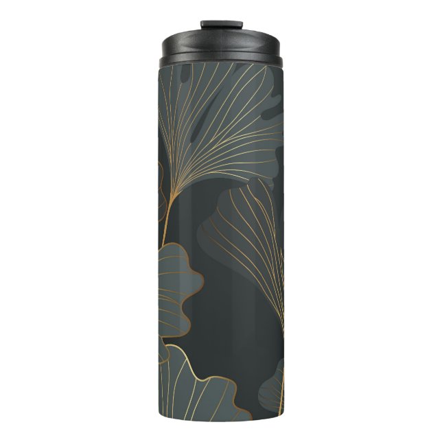 Golden Ginkgo: Luxurious Floral Deco. Thermal Tumbler (Front)