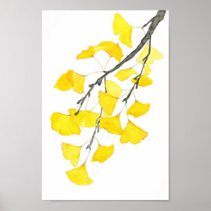 Golden Ginkgo watercolor Poster