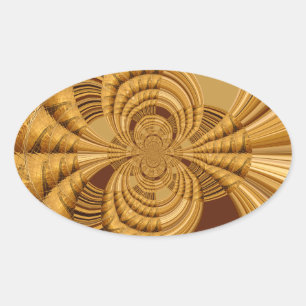 Golden Giraffe Art Print Oval Sticker